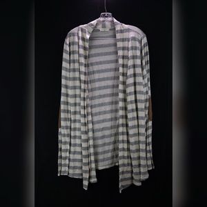 Striped Cardigan with suede elbow patches